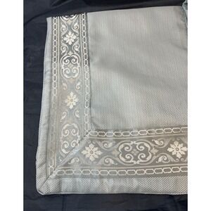 Waterford Linens Medallion Border King Size Pillow Sham Set Gray Platinum Zipper